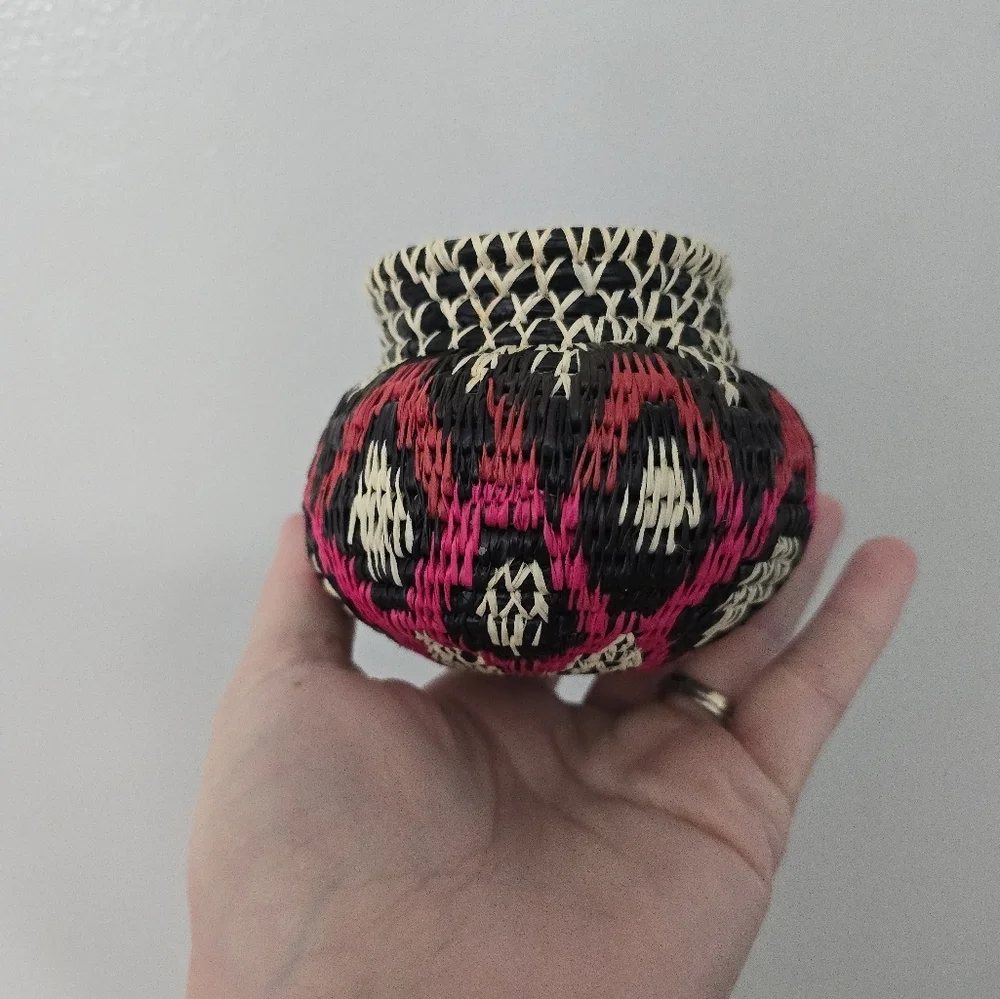 Wounaan Small Woven Basket Panama Handwoven Angry Waves 3